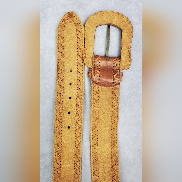 Another Line Genuine Leather Brown braid Boho western cowgirl Women belt Size M - Picture 5 of 9